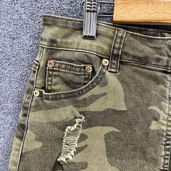 DANCE & MARVEL Skirt Womens Medium Army Green Camouflage Mini Distressed Y2K - Picture 3 of 14